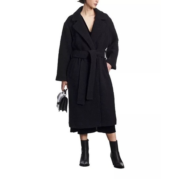 The Kooples‎ NEW Fancy Weave Belted Coat Black Size FR 38/US Med MSRP $735